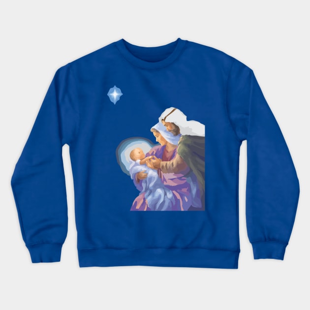 Birth Of Jesus Nativity Design Crewneck Sweatshirt by Sunshineisinmysoul